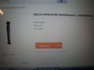 Iveco reservdelar hyttstötdämpare nr 99454196