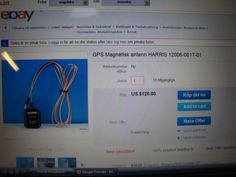 Magnetisk gps antenn !  HARRIS nr 12006-0017-01