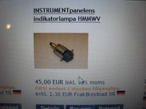 Hummer H1 reservdelar Indikatorlampa nr. 6210-01-208-4790