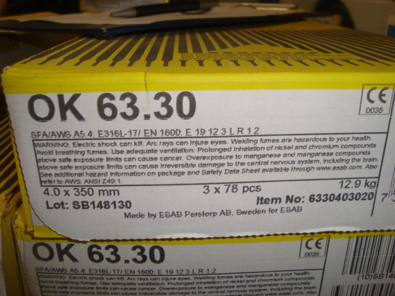 Esab Svetselektroder   OK 63.30 4,0mm 4,3kg/hylsa Lättsvetsad rostfri elektrod för de flesta lägen!
