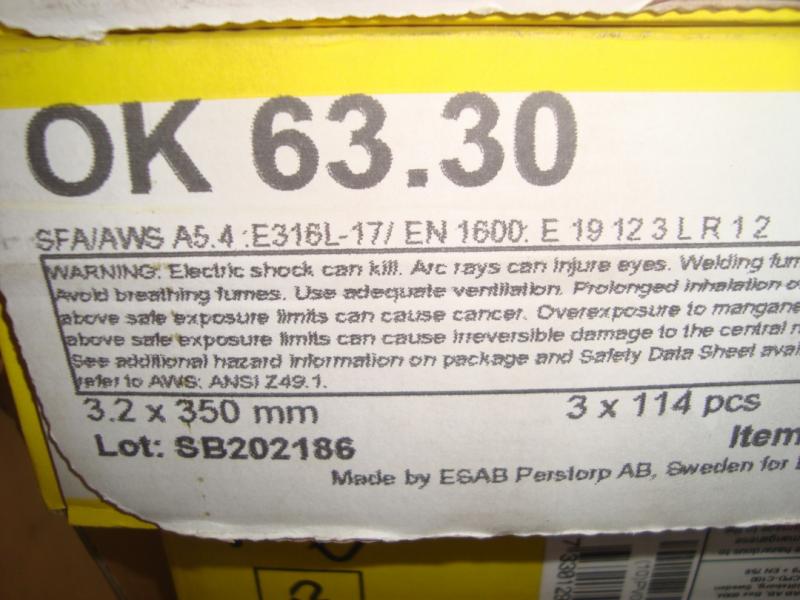 Esab Svetselektroder   OK 63.30 3,2mm 12,3kg/låda Lättsvetsa rostfri elektrod för de flesta lägen!