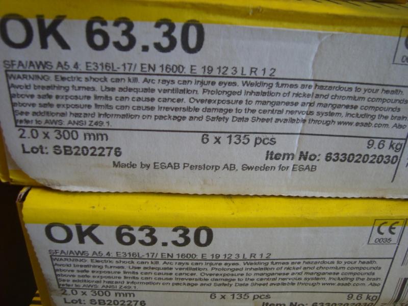 Esab Svetselektroder   OK 63.30 2,0mm 9,8kg/låda  Lättsvetsad rostfri elektrod för de flesta lägen!
