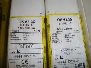 Esab Svetselektroder   OK 63.30 5,0mm 4,3kg/hylsa Lättsvetsad rostfri elektrod !