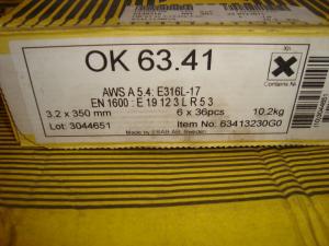 Esab Svetselektroder   OK 63.41 3,2mm 1,7kg/hylsa  Syrafast lågkolhaltig högutbyteselektrod!