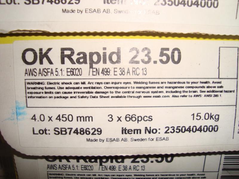 Esab svetselektroder ok rapid 23.50 4,0mm 15kg/låda