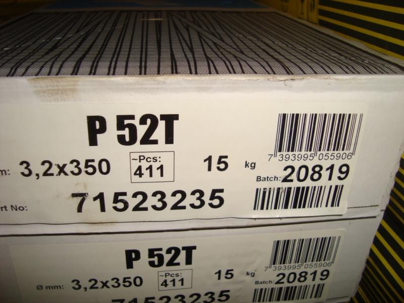 Elga svetselektrod låglegerad o basisk P52T 3,2mm 15kg/låda