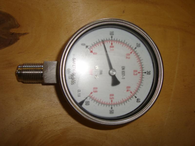 Manometer   0- 0,6 bar i rostfritt material