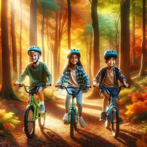 24 tums barncyklar. 3 barn cyklar i skogen