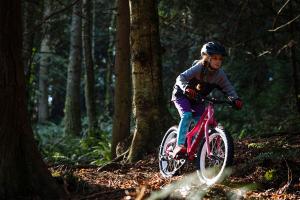 barncykel, barncyklar, tjej cyklar i skogen