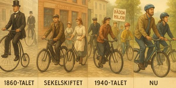 tidslinje på hur cykeln har förändrats genom tiderna