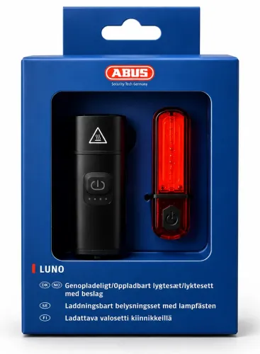 ABUS Luno Belysningsset – Laddbar fram- & baklampa