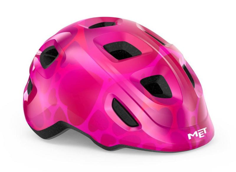 MET Helmet Hooray Pink Hearts/Glossy Grönt spänne