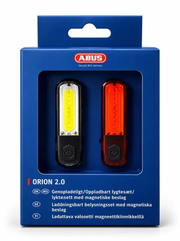 ABUS Orion 2.0 Belysningsset – Laddbart fram & bak