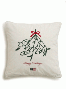 Mistletoe cotton velvet pillow