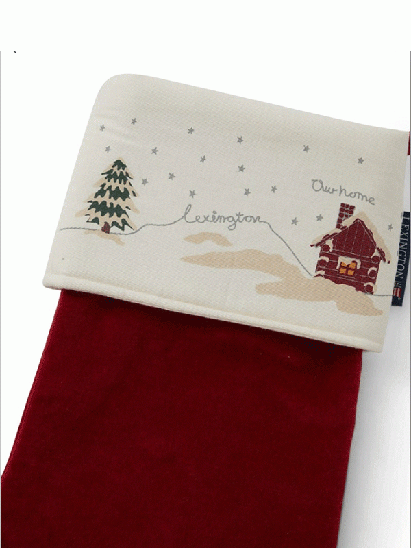 Snowy house cotton velvet stocking