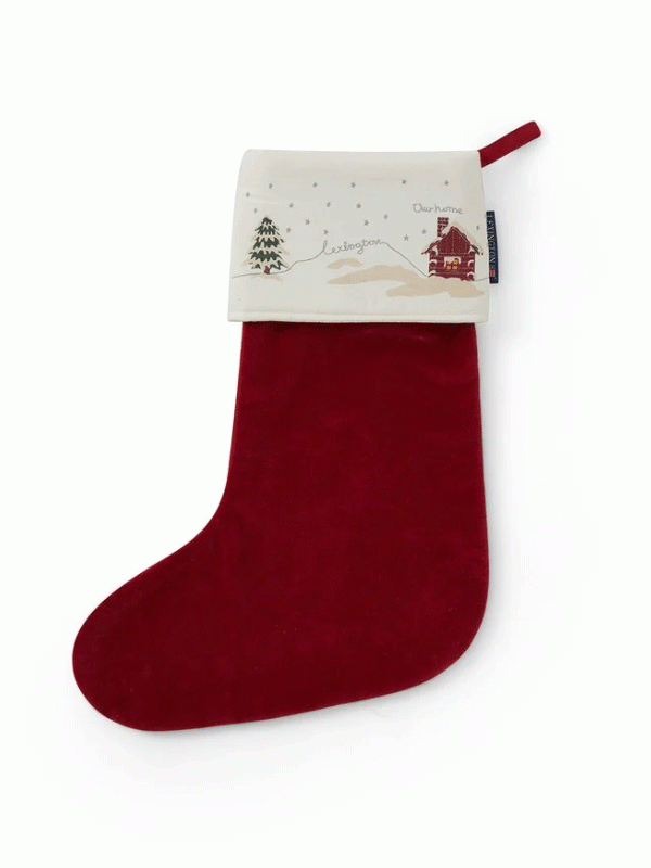 Snowy house cotton velvet stocking