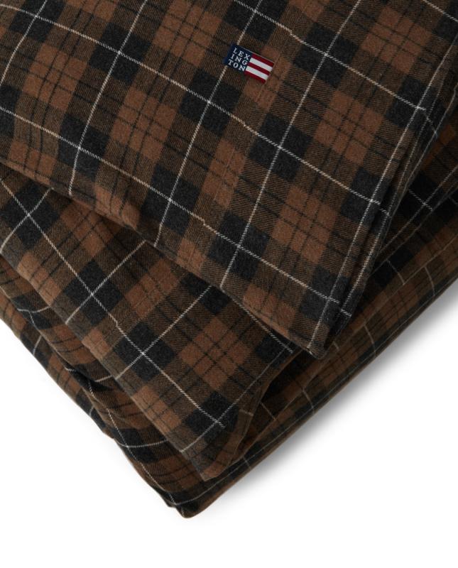Brown/Dk Gray Checked Cotton Flannel Duvet Cover 150x210
