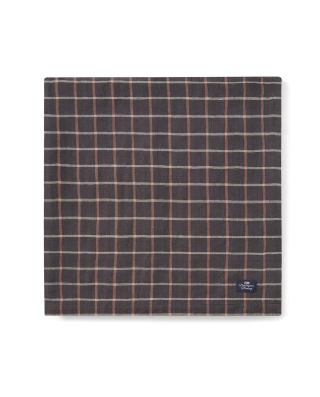 Checked Cotton/Linen Tablecloth Grå/Beige 150x250