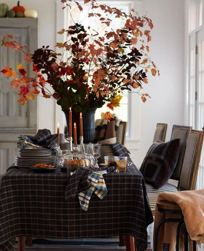 Checked Cotton/Linen Tablecloth Grå/Beige 150x250