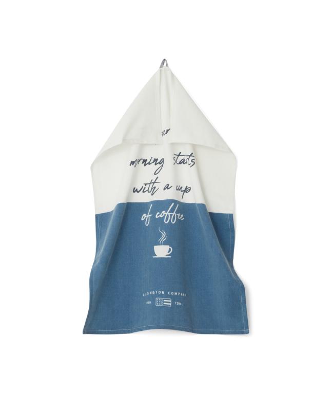 The Perfect Morning Org Cotton Kitchen Towel 50x70 Vit/Blå