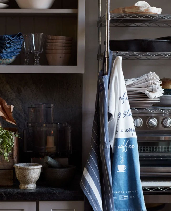 The Perfect Morning Org Cotton Kitchen Towel 50x70 Vit/Blå