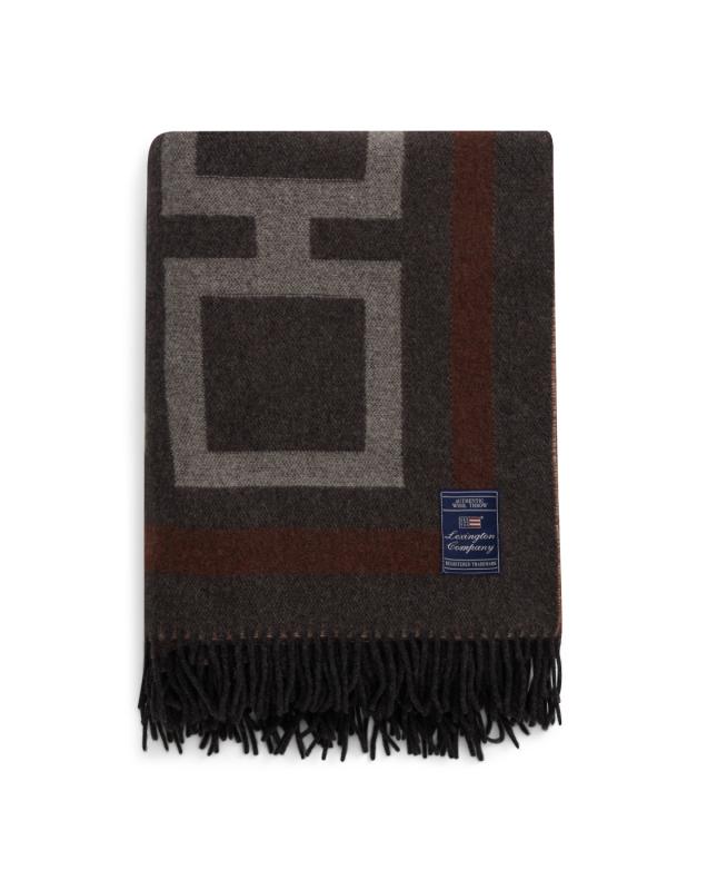 Graphic Recycled Wool Throw 130x170 Brown/Grå
