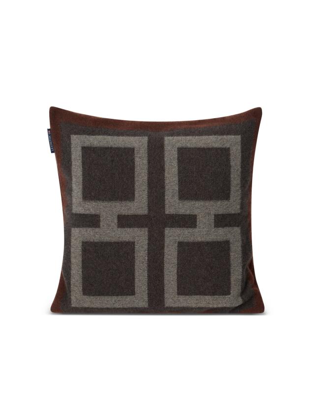 Graphic Recycled Wool Pillow Cover 50x50 Brown/grå