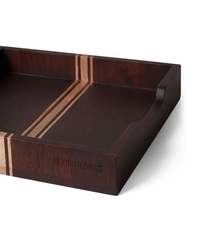 Wood Tray With Stripes 30x30x5cm