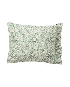 Green Floral Printed Cotton Sateen Pillowcase