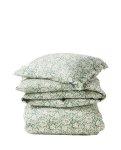 Green Floral Printed Cotton Sateen Bed Set