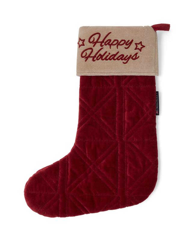 Happy Holiday Org cottom Stocking Röd