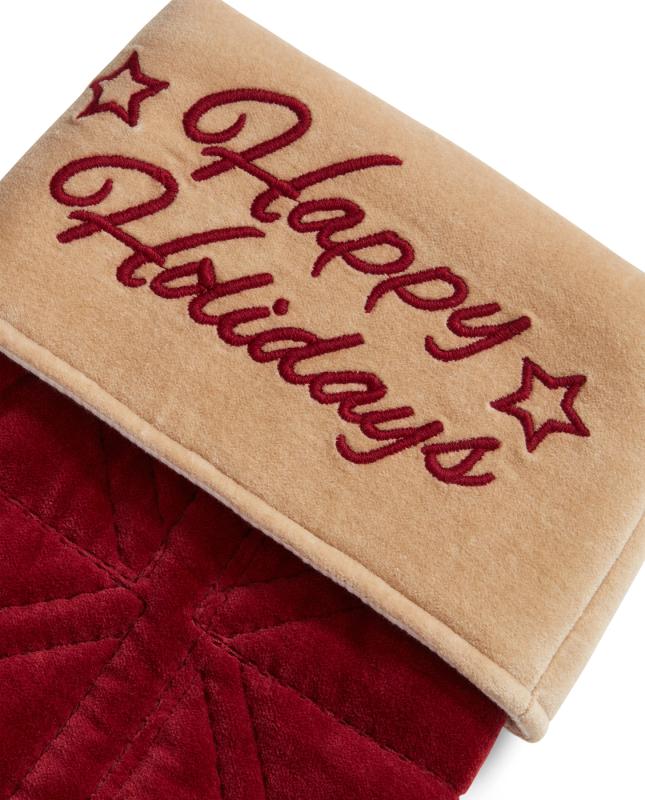 Happy Holiday Org cottom Stocking Röd