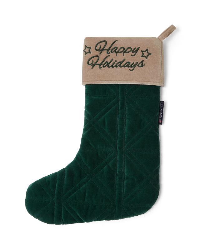 Happy Holiday Org Cotton Stocking  Grön