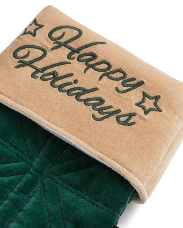 Happy Holiday Org Cotton Stocking  Grön