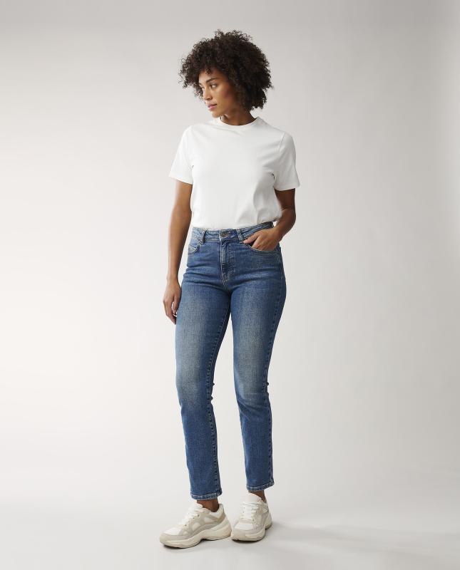 Zoe High-Rise Slim-Leg Jeans, Medium Blue