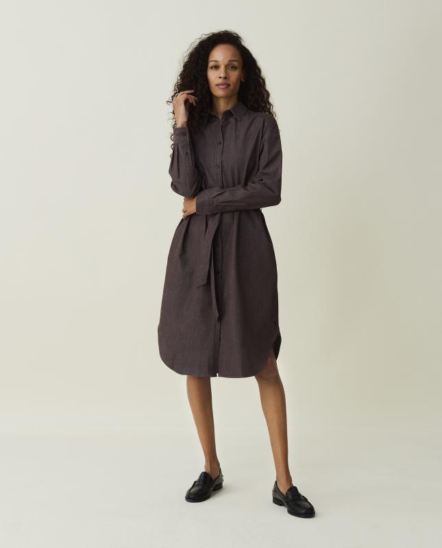 Isa Brown Denim Shirt Dress