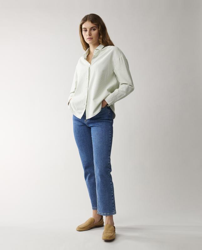 Edith organic cotton oxford shirt green/ white