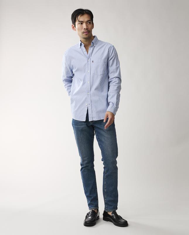 Philip Oxford Shirt, Blue/White Stripe