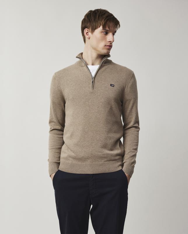 Clay Cotton Half-Zip Sweater