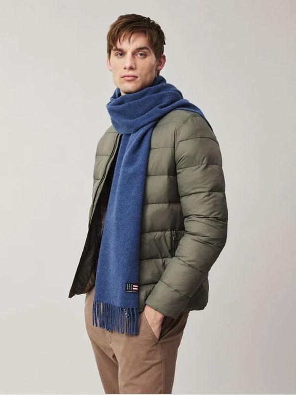 Massachusetts Recycled Wool Blend Scarf, Blue Melange