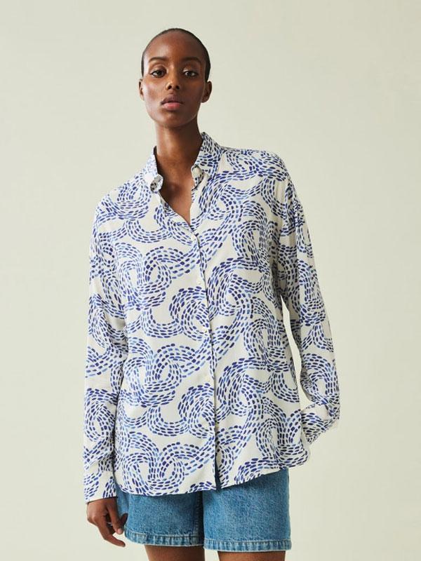 Edith Dot Printed Viscose Shirt