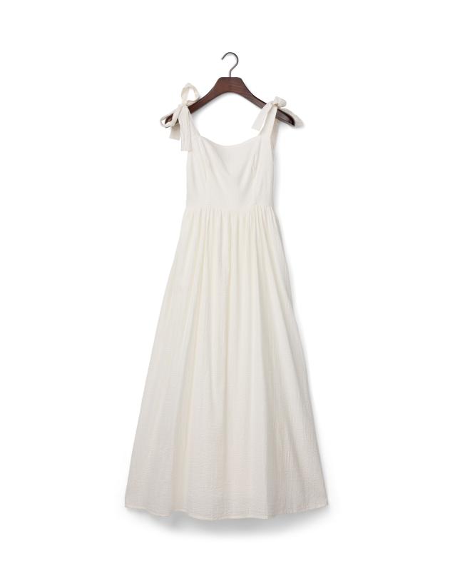 Bow-strap seersucker summer dress