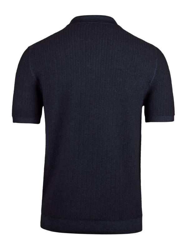 Polo Shirt Knitted Textured Germent Dyed Merino