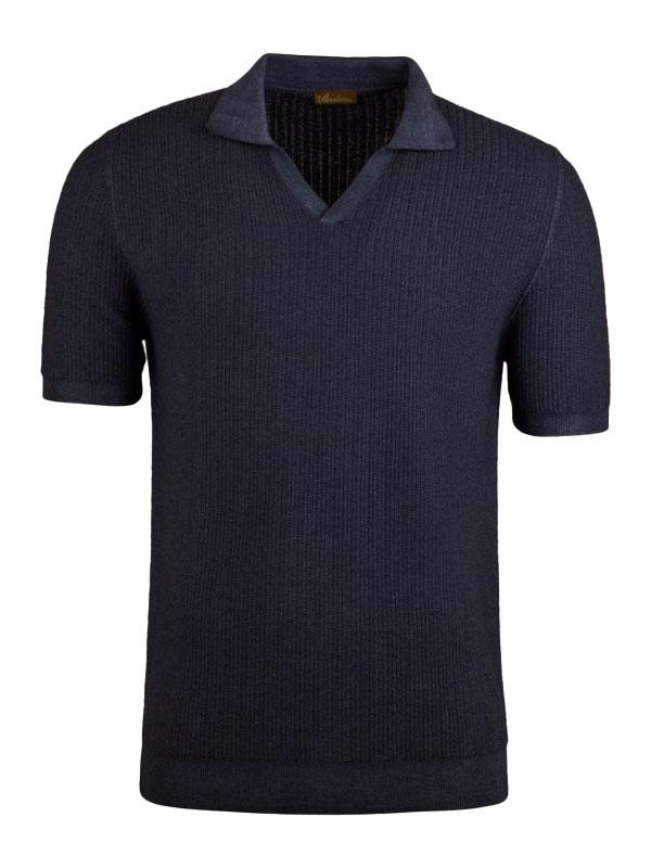 Polo Shirt Knitted Textured Germent Dyed Merino
