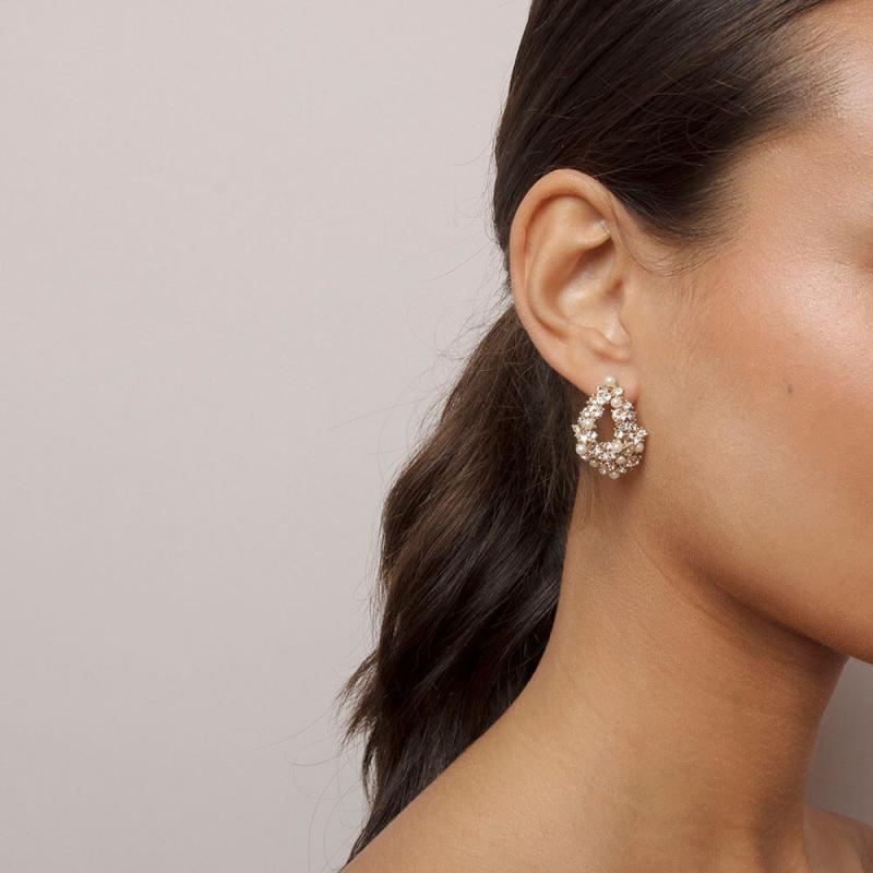 Alice pearl earrings-ivory silk