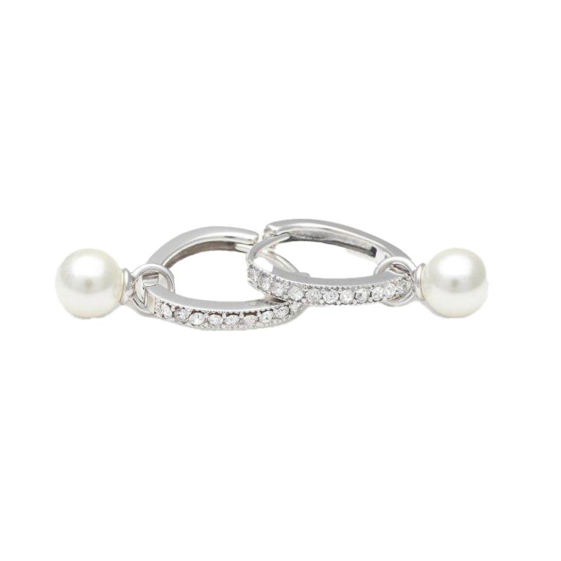 Petite Kennedy hoops earrings- ivory pearl (silver)