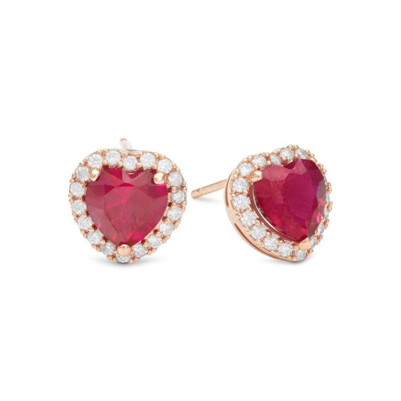 DELPHINE STUD EARRINGS - PINK RUBY
