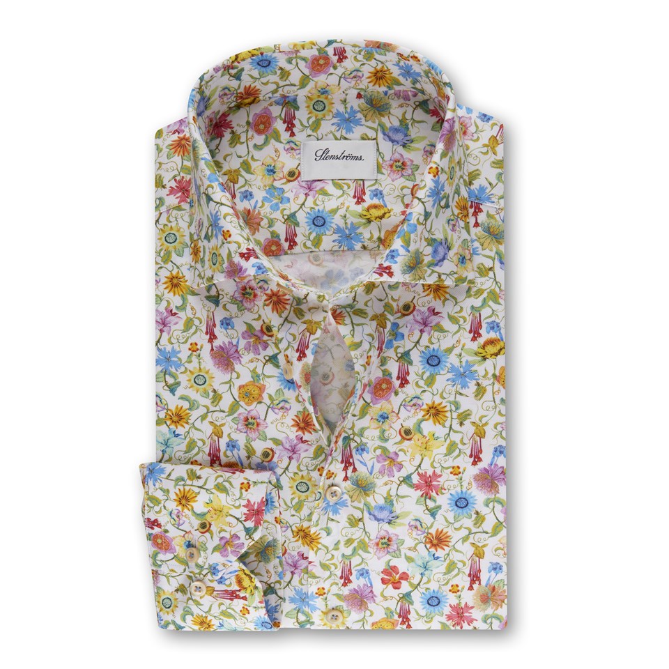 Vit Blommig Oxfordskjorta