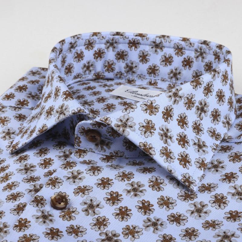 Ljusblå Blommig Oxfordskjorta