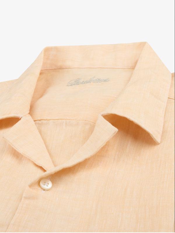 Ljus orange Linneskjorta, Kort Ärm